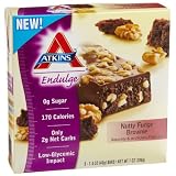 Atkins Endulge Nutty Fudge Brownie Bar, 5 - 1.4 oz. Bars (Pack of 2)
