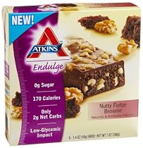 Atkins Endulge Nutty Fudge Brownie Bar, 5 - 1.4 oz. Bars (Pack of 2)