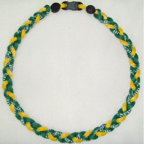 20" Green/Yellow Titanium Sport Tornado Baseball/Softball Necklace