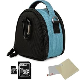 SKY BLUE GRAY Mini Slim Compact Protective Travel Digital Camera Carrying Case with Accessory Compartment For Canon Power-Shot IXUS II ELPH SD100 IXY 30 ( PC1035 ) / IXUS IIs ELPH SD110 IXY 30a ( PC1085 ) / IXUS 30 ELPH SD200 IXY 40 ( PC1102 ) / IXUS 40 ELPH SD300 IXY 50 ( PC1101 ) / IXUS 50 ELPH SD