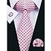 Hi-Tie Mens Stylish Polka Dots Silk Tie Hanky Cufflinks set