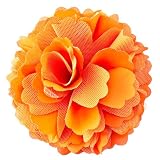 Orange Fabric Rosette Brooch/Hair Clip with Pin and Clip Backing - Approx. 5