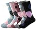 Jiye Womens Merino Ragg Wool Crew Dot Socks 5-Pack