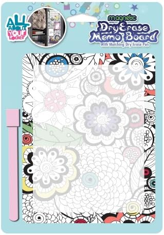 MagnaCard, All About Your Locker, Magnetic Fashion Dry Erase Board in Coordinating Designs with Matching Pen, Patterns Will Vary (20163)