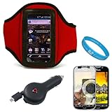 Red Durable Neoprene Exercise Sports Workout Armband with Adjustable Velcro ....