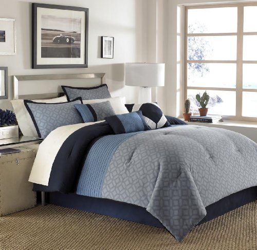 Beverly Hills Polo Club Queen Gramercy Park 7-Piece Ensemble, Blue