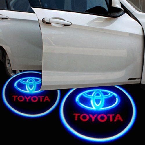 LEMONBEST 2 pcs Universal Car Projection LED Projector Door Shadow Light Welcome Light Laser Emblem Logo Lamps Kit (003(Toyota))