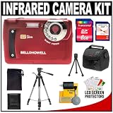 Bell & Howell S7 Slim Digital Camera with Infrared Night Vision (Red) with Pouch & 2GB + 8GB Card + Tripod + Case + Accessory Kit