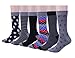 Mens Casual Cotton Crew Dress Socks Colorful Funky Patterned 6 Pack