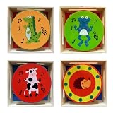 Childrens Wooden Musical Instrument - Tambourine - presented in wooden box
