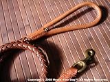 Hawai'ian Craftsman 8-Thong Hand-braided Leather Leash with Brass Clasp - 4 Ft