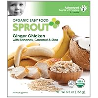 Sprout Organic Baby Food Sweet Ginger Chicken with Bananas and Coconut, 5.5-Ounce (Pack of 12)