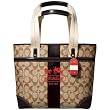 AUTHENTIC COACH HERITAGE SIGNATURE STRIPE MEDIUM TOTE 11350 (Khaki/Brown)