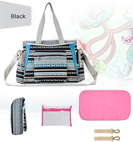 LEGE 2015 New Design Graceful Style Diaper Tote Bag Large Baby Bag Waterproof Multi-Purpose Bag Nappy Bag HandBag Purse With Thermal Insulation Pocket And Diaper Changing (03-Black)