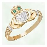 Diamond And Emerald Claddagh Ring Irish Jewelry