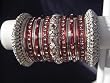 Indian Bridal Collection! Panache' Indian Maroon Bangles Set in Silver Tone By BangleEmporium. Medium Size 2.8