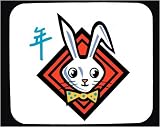 Decorated Mouse Pad with letter, asian, bunny, rabbit, hare