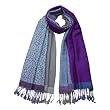 100% Viscose Double-sided Four Colors Solid and Leopard Pattern Pane Fringed Long Scarf - Purple