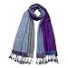 100% Viscose Double-sided Four Colors Solid and Leopard Pattern Pane Fringed Long Scarf - Purple