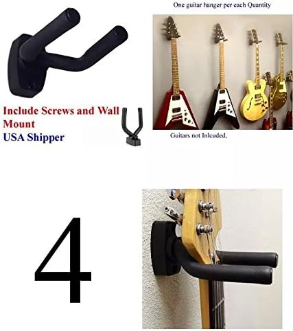 4-PACK Top StageTM Guitar Hanger Hook Holder Wall Mount Display, Fit most guitars, w/Mounting Hardware