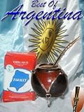 ARGENTINA MATE KIT: Gourd with Nickel support + Brass & Nickel straw (w/filter) + Yerba Mate Herb Tea