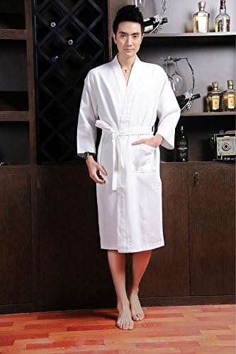 HomeTowel Men Wrap Bath Towel with Belt Bathrobe White M