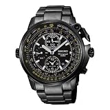 SEIKO Mens Black Flight Master Alarm Chronograph Pilot Watch. Model: SNAB69 by Seiko