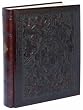 Huge Hand Crafted Genuine Leather Photo Album / Scrapbook with Photo Pocket on Cover, 50 Ivory Pages, Gift Boxed, 14"x17", Black