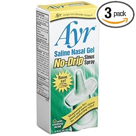 Ayr Saline Nasal Gel No-drip Sinus Spray With Soothing Aloe Vera, 0.75-Ounce Spray Bottles (Pack of 3)