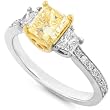 One of a Kind 1-3/4ct TDW Three-Stone Fancy Yellow Diamond Engagement Ring in 18kt Gold