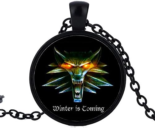 Silver Witcher Game Glass Pendant Necklace