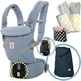 エルゴベビー防寒セット ADAPTアダプト/アズールブルー 【正規品2年間保証-SG認定】 防寒ダウンケープ+よだれパッド+収納ポーチ付