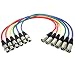 GLS Audio 6ft Patch Cable Cords - XLR Male To XLR Female Color Cables - 6' Balanced Snake Cord - 6 PACK