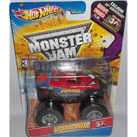 2012 HOT WHEELS 30TH ANNIVERSARY 1:64 SPECTRAFLAME GREEN GRAVE DIGGER MONSTER JAM TRUCK WITH EXCLUSIVE 30TH ANNV. GRAVE DIGGER FLAG:  Toys &amp; Games