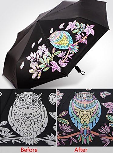 Creative Owl Color Changing Magic Folding Umbrella Rain/Sun Anti-UV Parasol Gift