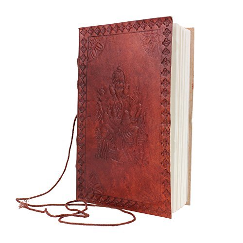 Hand Embossed Leather Journal Diary (8 x 5) with Ganesh Design