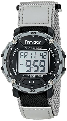 Armitron Sport Men's 40/8291BKGY Black Velcro Strap Grey Digital Chronograph Sport Watch