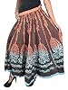 Flared Skirt Brown Cotton Printed Boho Gypsy Long Designer Holiday Skirts