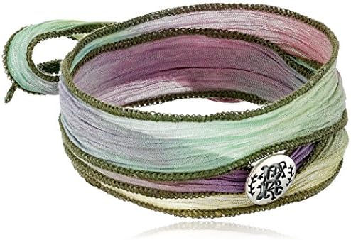 Mizuki Silver Monogram Letter "R" Button on Ombre Silk Bracelet