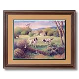 Dogs Hunting Birds # 1 Country Home Decor Wall Picture Cherry Framed Art Print