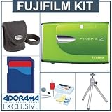 cheap Fujifilm FinePix Z20FD Digital Camera Kit, Green with 2 GB SD Memory Card, Table Top Tripod, Camera Case, Professional Lens Cleaning Kit