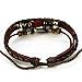 MORE FUN Art Silvery Metal Cross Leather Bracelet Brown Braided Rope Handmade Adjustable Bracelet