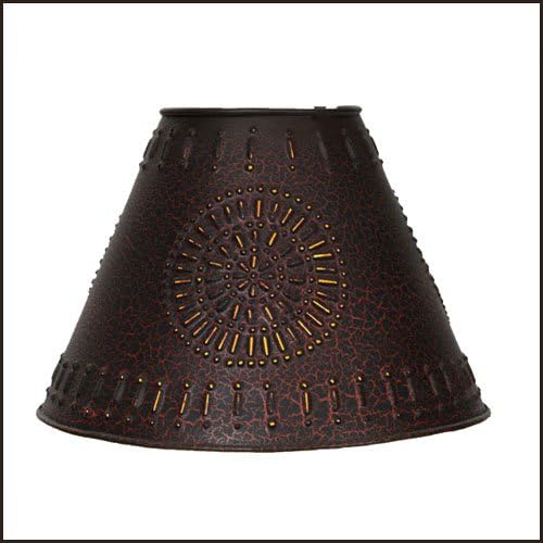 Tin Clip-On Lamp Shade Punched Pinwheel Design Red/Black