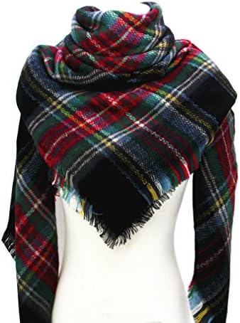 Large Soft Plaid Scarf Women Winter Knit Blanket Scarf Cashmere Feel Shawl and Wraps