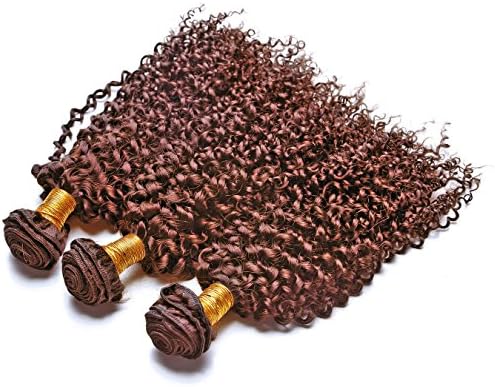 Heiheimai Brazilian Jerry Curl Human Hair Pack of 3 (18"18"18", 4# Chocolate Brown)