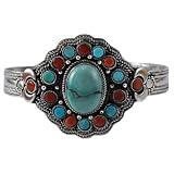 Sterling Silver Turquoise Coral Bracelet, # 7