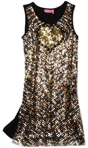Haven Girls 7-16 Gold Heart Sequins Dress