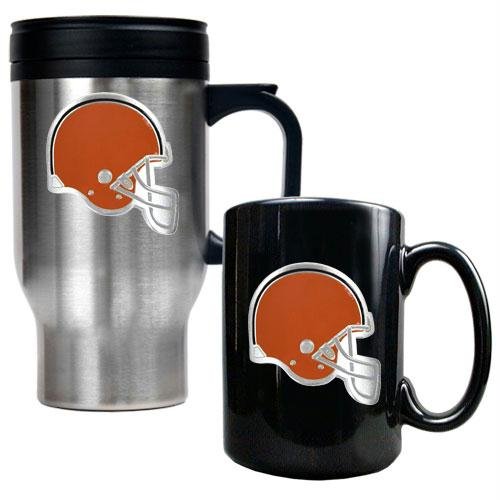 NFL Cleveland Browns Travel Mug & Ceramic Mug Set - Primary Logo