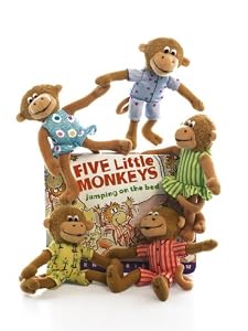 Five Little Monkeys Jumping on a Bed Board Book & Finger Puppets Set