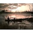 Sunset Fisherman Dog Boat Fishing River Print POSTER - 19x13